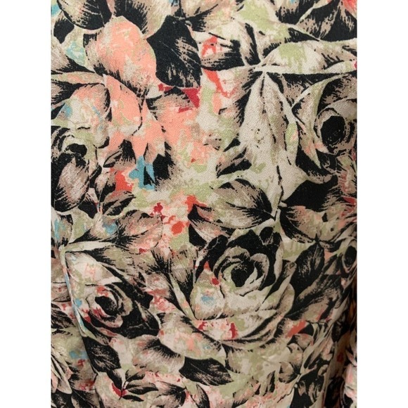 BCBGeneration Dress Sz 6 Lace Trim Mini In Black Haze Comb Roses Romantic $158 - Picture 10 of 13